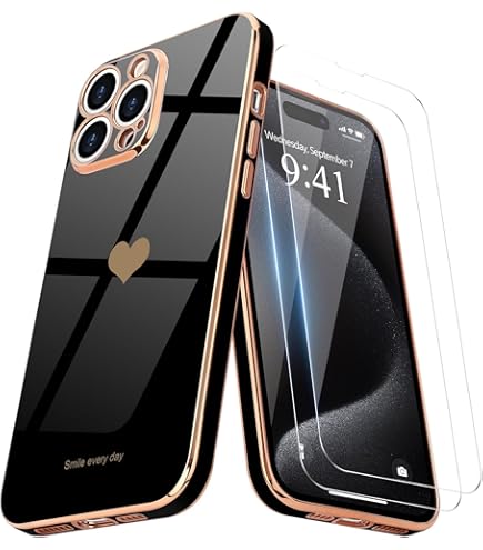 Teageo Cover Per IPhone 15 Plus Con Cuori Dorati: Morbida, Protettiva E Super Fashion! (Bianco) - 3