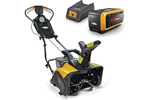 Mowox® EST 4640 Li + Starter Kit 2 – 40V Schneefräse mit Akku, Arbeitsbreite 46 cm, Verstellbarer Auswurfkanal mit Wurfweite bis zu 6 m (40V - 2,5Ah Batterie + 1A Ladegerät)