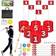 Golf Game Set, FOOING Golf Practice Simulator with 6 Hole with LED Lights Marker Ball Frisbee Scoreboard for Park Beach Backyard Lawn, Outdoor Indoor Portable Golf Chipping Set for Party Birthday Gift