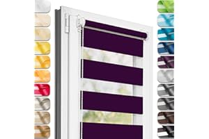 Estika Doppelrollo Klemmfix ohne Bohren - 65 cm x 120 cm - Pflaume - 27 Stofffarben, Tag und Nacht Duo Rollo, Rollos für Fenster ohne Bohren, Fenster Sichtschutz (65 cm Stoffbreite)
