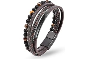 JUZICHEN Skórzane bransoletki męskie, 19 cm, 21 cm, 23 cm, skórzana bransoletka