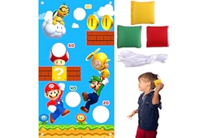 WIRHAUT Werfen Spiel Banner, Wurfspiel Outdoor mit 3 Bohnentaschen Super Brother Wurfspiel Kinder, Mar-io Spiele für Draußen Drinnen Geburtstagsparty Garten