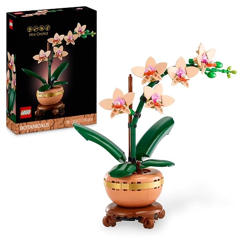 LEGO Botanicals Mini Orchid - Artificial Flowers Set for Adults - Indoor Plant with Terracotta Style Flowerpot - Home Decor Gift for Mother's Day - 10343