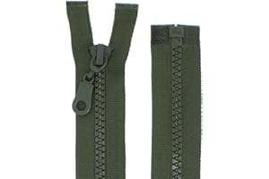 ERLIF Cremallera para chaquetas de plástico con cremallera divisible (verde oliva, 80 cm)