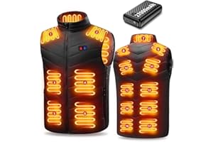 Wholede Gilet Riscaldabile per Uomo e Donna con Batteria da 27000 mAh/7,4 V, 17 Zone di Riscaldamento Riscaldata Elettrico Giacca Termico con 3 Impostazioni di Temperatura Regolabili