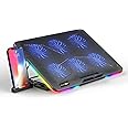 Cosmic Byte Hydroid RGB Cooling Pad with 6 Fans, 60mm Fan Size, Mobile Holder, 7 Levels Height Adjustment, Upto 15" Laptops (Black)