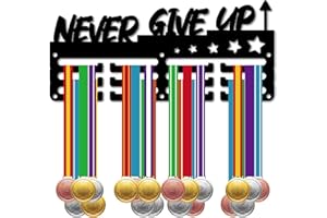 CREATCABIN Porta Medaglie in Metallo Appendiabiti per Medaglie Sportive Espositore per Medaglie Nere Corsa Maratona Calcio Premi Nastro Piccolo Nero Montato A Parete Supporto per 40 medaglie 29x13cm