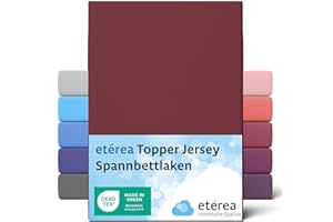 ETÉREA Jersey Topper Spannbettlaken 90x200cm - 100x200-100% Baumwolle - Bettlaken Spannbetttuch 90x200cm - 100x200 Matratzenbezug - Comfort Spannbettlaken Topper Baumwolle - OEKOTEX - Bordeaux