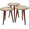 Multi Home Furniture Elegant Nesting MH-NT113-brown round table Set of 3 – Modern Space-Saving Design for and Office (brown)