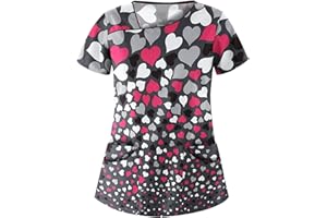 HKUOPW Cute Scrubs Uniforms for Women Uniform Ideal for Nurse Dog Cat Printed Medical Healthcare and Beauty Tunics Tops Animal Uniform Doctor Shirts, L