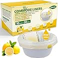 ININCARE Commode Liners with Absorbent Pads for Bedside Commode, 50 Lemon Scented Bedside Commode Liners and 50 Commode Pads, Commode Toilet ＆ Camping Toilet Bags