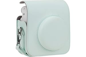 LIRDDY Camera Case for Fujifilm Instax Mini 12,Instant camera case -PU Leather with Pocket and Shoulder Strap(Mint Green)