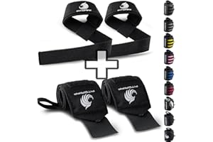 Fitgriff® Straps y Muñequeras para Gym (1 Conjunto) - Accesorios para Gimnasio, Musculacion, Fitness - para Hombre y Mujer