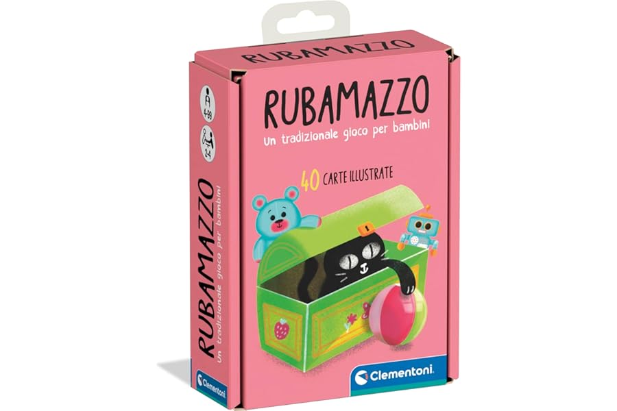 Clementoni - Rubamazzo, Deck of 40 Illustrated Cards with Toys, Memory Game for Children 4+ Years and the Whole Family, 2-4 Players, Gift Idea Made in Italy, Italian Language, 16175