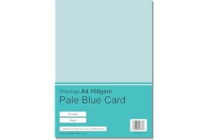 PRESTIGE SALES ONLINE Prestige A4 160gsm Coloured Card Printing Inkjet Laser Craft Card - 50 Sheets per Pack - 20 Colours (Pale Blue)