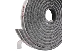 fowong Selbstklebend Bürstendichtung Dichtungsstreifen 6 m(L) x9 mm(B) x 9mm(D) Dichtungsband hochdichter Filz-Zugluft-Exzenter für Schiebetüren, Fenster und Garderobe(Grau)