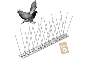 ZOUWAY Pack of 6 bird deterrent spikes, pigeon protection made of high-quality, corrosion-resistant stainless steel, bird protection for balcony, roof gardens or privacy screens (1.5 m)