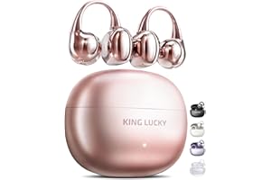 King Lucky Open-Ear-Kopfhörer Kabellos Bluetooth 6.0–Clip-On-Ohrhörer mit Mikrofon,50h Spielzeit,ENC,IPX5 Wasserfes –Komfortabel für kleine Ohren&Brillenträger,Ideal für Sport (Rosa)