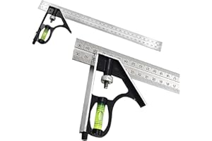 XTVTX Équerre combinée, rapporteur, angle combiné en acier inoxydable, outil de mesure, règle parallèle pour toutes les mesures d'angle de menuisier, outil de marquage du bois