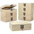 Cregugua 8 Pack 6 X 4 X 2 Inch Unfinished Wooden Box For Crafts Small Keepsake Box Treasure Chest Wood Jewelry Box