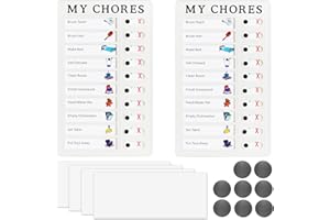 JOYSKY 2 Pcs Chore Chart for Kids Portable Chore Chart Memo Boards 12 x 20 cm My Chores Checklist Board Message Board with 4 Replaceable Blank Paper to Do List for Home Trave Planning Reminder White