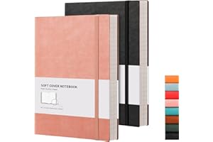 RETTACY B5 College Ruled Notebook 2 Pack - Softcover Composition Notebooks 408 Numbered Pages for Writing, 100gsm Lined Paper, for Women Men Work School, 19 x 25 cm - Black Pink