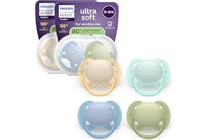 Avent ultra soft-nappar – ortodontisk design, för bebisar på 0–6 månader, flexibel sköld, symmetrisk silikonnapp, BPA