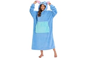 Luojida Plaid avec Manche Pull Couverture Chemise de Nuit Femme Manche Longue Robe Sweat Peluche Panda Plaid Canape avec Grande Poche Frontale Sweats à Capuche Surdimensionné