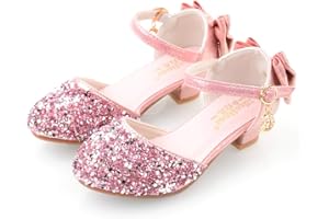 YOSICIL Niña Zapatos de Princesa ELSA Tacón Altos Sandalias de Vestir Cerrados Antideslizante Gancho y Bucle Zapatos de Vestir Navidad Cumpleaños Regalo Carnaval Boda Fiesta