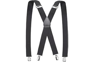 Pejoye Hosenträger für Herren 3.5cm Breit Arbeitshosen Stark Motorradhose Lang X Form 4 Metall Clips Einstellbar und Elastisch Einheitsgröße für Männer und Damen