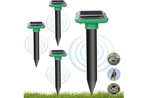 HARIKIKI Ahuyentador de Ratones Topos Palomas, IP65 Impermeable Repelente de Trampas para Ratas Ultrasónico Solar, Anti Ratas, jabalies y Serpientes para Jardin y Cámping (4 Piezas)