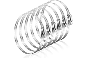 Caianwin 6 Pièces Collier de Serrage Métallique Réglable 118-140mm, Collier de Serrage Inox pour Tuyau d'Évacuation, Ventilation de Séchoir, Tubes