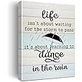 Life Isn't About Waiting for the Storm to Pass Canvas Poster for Home Decor - Rustic Wall Art Ready to Hang - Easel and Hanging Hook 11.4 x 15 Inches