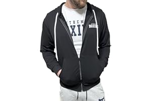 XTREME BOXING - Felpa in Cotone Leggero Full Zip e Cappuccio, con Tasche, Felpa della Tuta Uomo in Cotone, Sportiva, Casa, Palestra, Jogging, Tempo Libero