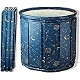 AYES Foldable Soaking Bathtub for Adults, Portable Ice Bath tub for Cold Water Therapy Training, Outdoor Plunge Tub, Bathroom Freestanding Bathtubs for Shower Spa Sauna (Planet Blue, 80cm*80cm*65cm)