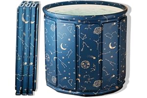 AYES Vasca da bagno pieghevole per adulti, vasca da bagno portatile per allenamento con acqua fredda, vasca da bagno indipendente, vasca da bagno indipendente per doccia, spa e sauna (Planet Blue, 80