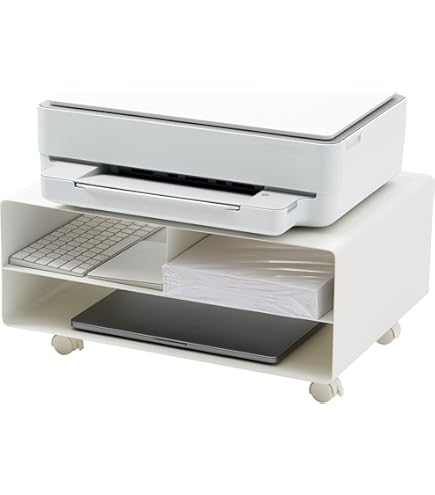 Printertafel Mobiele printerhouder met opslag onder het bureau Witte rollende printer tafel werkwagen met wielen voor thuiskantoor Printerwagen (Maat: L
