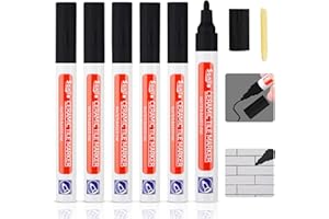 DONQL 6Pcs Tile Pen Black Grout Pen for Tiles Bathroom with Replacement Nib Tips Anti-Grout black Tile Pen Marker for Restoring Tile Grout Wall Floor Bathroom Kitchen and Floor Tiles (Black)