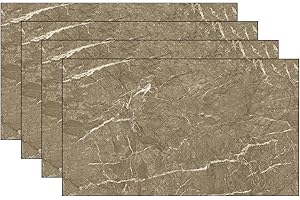 eacommerce - Pannello UV Effetto Marmo | Rivestimento Murale in PVC | Resistente all'Umidità | Facile da Installare | Paraschizzi Ideale per Cucina | 60x120 cm, Set da 4 Pezzi - Colore Beige