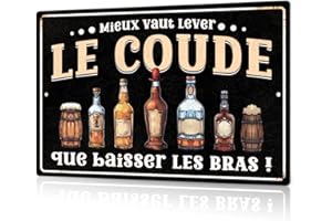 Putuo Decor Plaque Métallique Mieux Vaut Lever Le Coude, Panneau Déco Humour en Aluminium, Idéal pour Bar et Cave à Vin, 30x20 cm