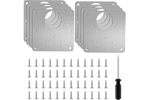FANGCCC 8 PCS Cupboard Hinge Repair Plate Kit, Stainless Steel Cabinet Door Fixing Plates with 48 Screws & Screwdriver, Kitchen Wardrobe Furniture Hinge Repair Brackets