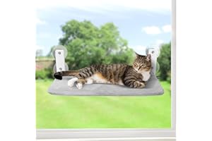 GUUSII HOME Hamak dla kota Leżak okienny Łóżko dla kota Hamak dla kota Składane siedzenia przy oknie Hamak okienny Leżak dla kota Wiszące łóżko dla kota Trzyma (szary, M)