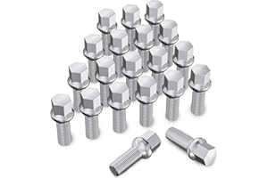 20 Stück MIKKUPPA Radschrauben Radbolzen M14x1,5 - Schaftlänge: 27mm,Kugelbund R13,Schlüsselweite:17mm (Chrome Silber)