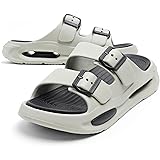 DOCTOR HEALTH SUPER SOFT Men EVA Double Strap Sandals | Adjustable Buckle Comfort Slides | Lightweight Anti-Slip Casual Slippers for Indoor Outdoor Everyday Wear: 