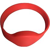 YARONGTECH &Ccedil;ocuklar i&ccedil;in 13,56 MHZ MF1 S50 RFID Bileklik &Ccedil;ap 45 mm (5'li Paket) (Kırmızı)