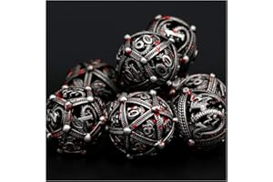 Dadi DND, Set di Dadi Rotondi, Design Unico a Sfera Cava, per Migliori Rotoli, ZHOORQI Drago, Set di Dadi Poliedrici per Giochi di Ruolo, D&D Dungeons and Dragon, Set di Regali (Round-Blood Spot)