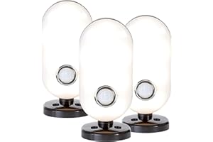 Northpoint LED Leuchte mit Bewegungsmelder 3er-Set ovalem Lichtauslass in Schwarz, 50lm, Tageslichtweiß (4000K), Spritzwassergeschützt (IP44), Wandhalterung mit Kugelgelenk