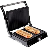 Mellerware -Hotty!2200W Electric Grill, Non-stick Coating, LED Temperature Regulator, 180&ordm; Overture, Adaptable Plates, Surfac