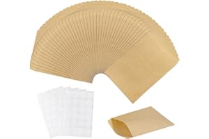 Carehabi - Lot de 150 petits sachets plats marron - Mini sacs en papier kraft pour cadeaux d'invités, bijoux, bonbons, cartes de Noël, pièces de monnaie (6 x 10 cm)