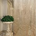TRIXES Dew Drop Gold String Curtain Panel - 90 x 200 cm - Waterfall Effect - Glitter Thread Partition Divider - Home Decor Accessory - Perfect as a Fly Screen for Doors Doorways and Windows